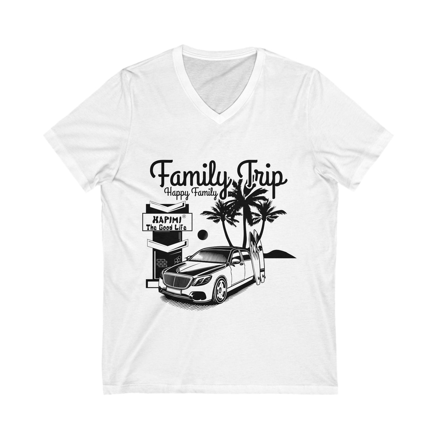 Family Trip Unisex Jersey Short Sleeve V-Neck Tee