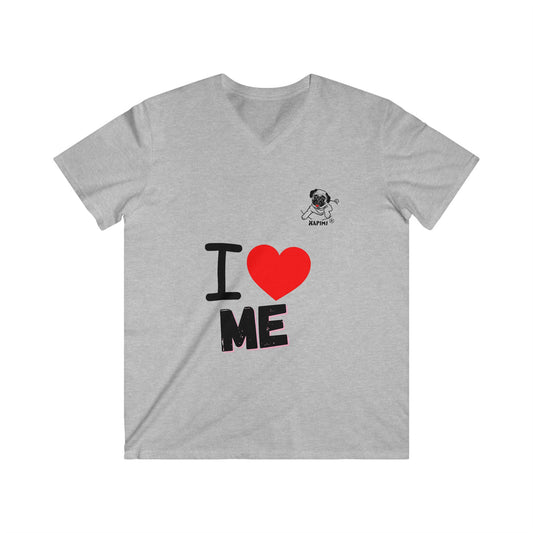 "I Love Me" Fitted V-Neck Short Sleeve Tee