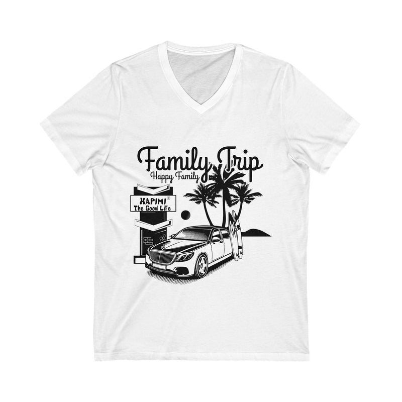 Family Trip Unisex Jersey Short Sleeve V-Neck Tee