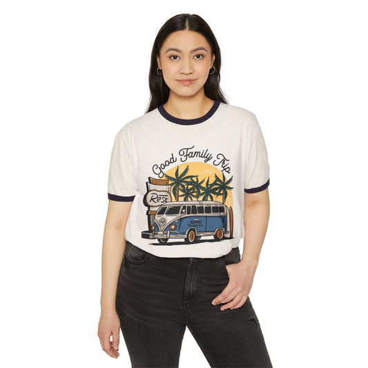 Good Family Trip Unisex Cotton Ringer T-Shirt