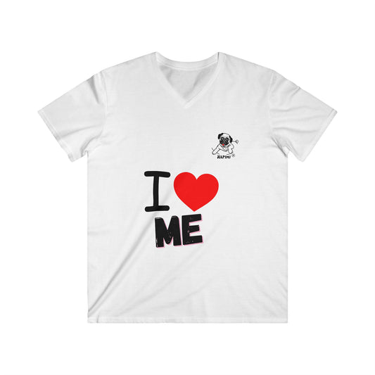 "I Love Me" Fitted V-Neck Short Sleeve Tee