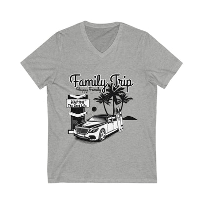 Family Trip Unisex Jersey Short Sleeve V-Neck Tee
